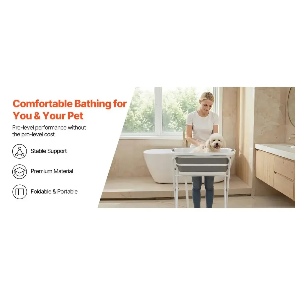 New Foldable Elevated Pet Grooming Bath Tub for Cats & Small Dogs